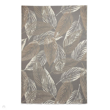Washable Flores 1925 Modern Floral Leaf Verdant Soft-Touch Textured Carved Hi-Lo Eco-Recycled Polyester Grey/Cream/Beige Rug-Think Rugs-Rug Love - The Most Loved Rug Store